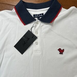 New Bad Birdie Polo Shirt Men's Size XL White Navy Golf NWT